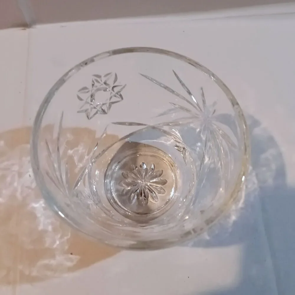 Vtg Anchor Hocking Prescut Glass Star of David Lidded Sugar Bowl-Clear-EAPC-MCM
